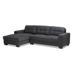 Baxton Studio Langley Modern and Contemporary Dark Grey Fabric Upholstered Sectional Sofa with Left Facing Chaise